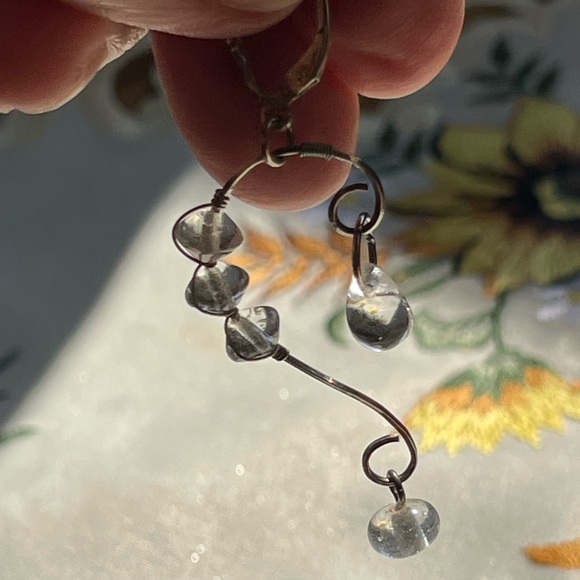 Vintage 925 crystal quartz earrings statement piece - Picture 3 of 5